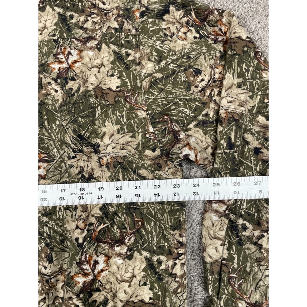 Woods & Water Shirt Mens Large Green Camo Button Down Deer Hunting Outdoor Cabin - Picture 8 of 9